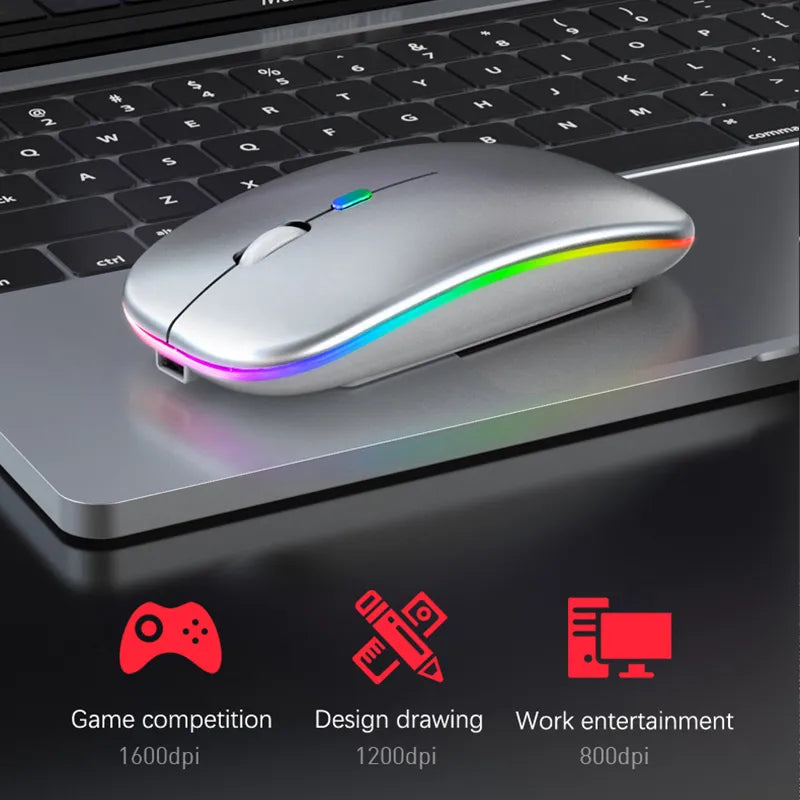 2.4G Wireless Mouse RGB Rechargeable Bluetooth Mice Wireless Computer Mause LED Backlit Ergonomic Gaming Mouse for Laptop PC